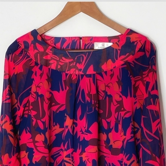 Baluoke Swing Trapeze Mini Dress Floral Long Sleeve Lightweight Lined Size Small - Picture 5 of 9